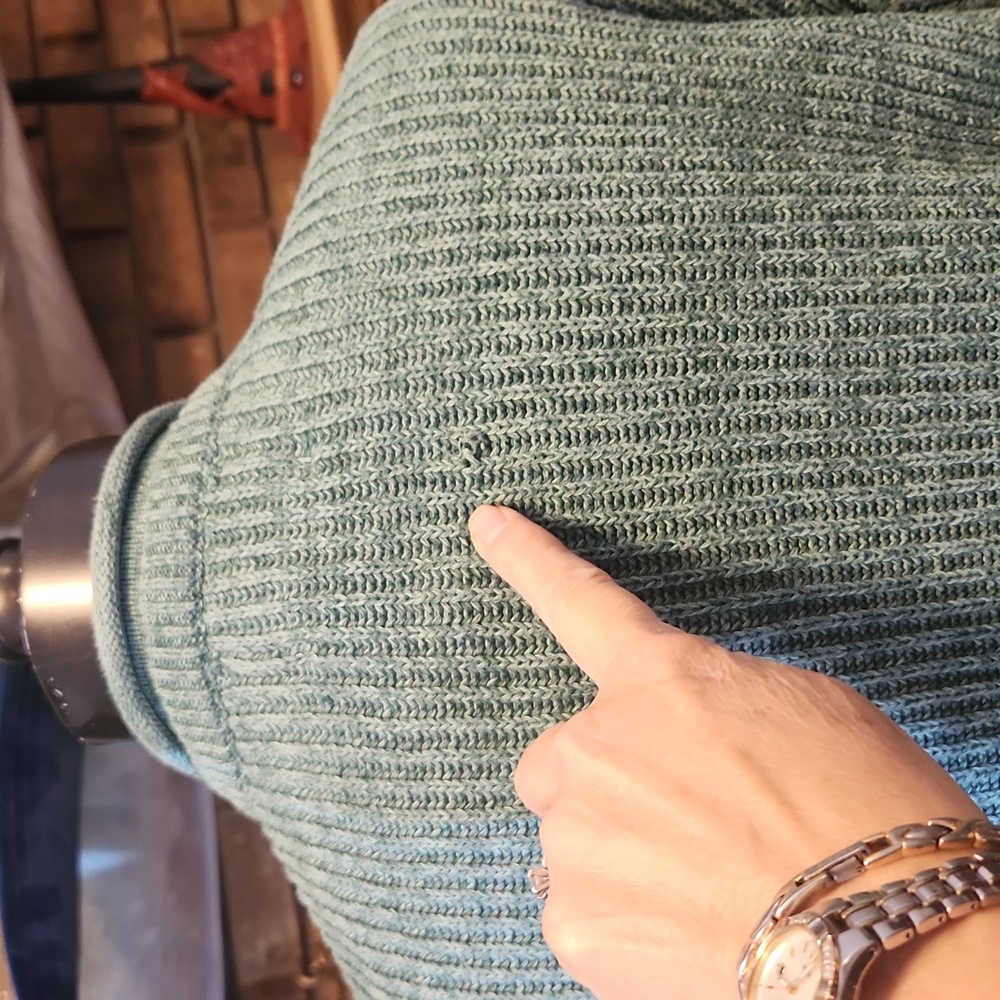 Old Navy Men's Teal Crewneck Rollneck Green Ribbed Sweater Size L 100% Cotton - Picture 6 of 13